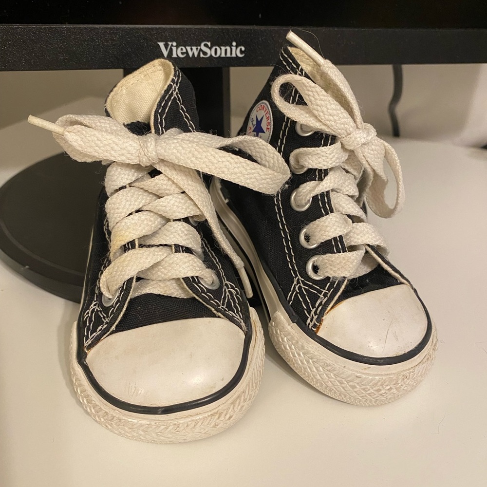 Infant size 2 black high top converse chuck taylor sneakers